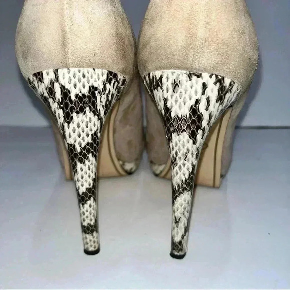 Joan and David Dadelsa peep toe suede and snake heel shoes Italian made - Picture 6 of 9
